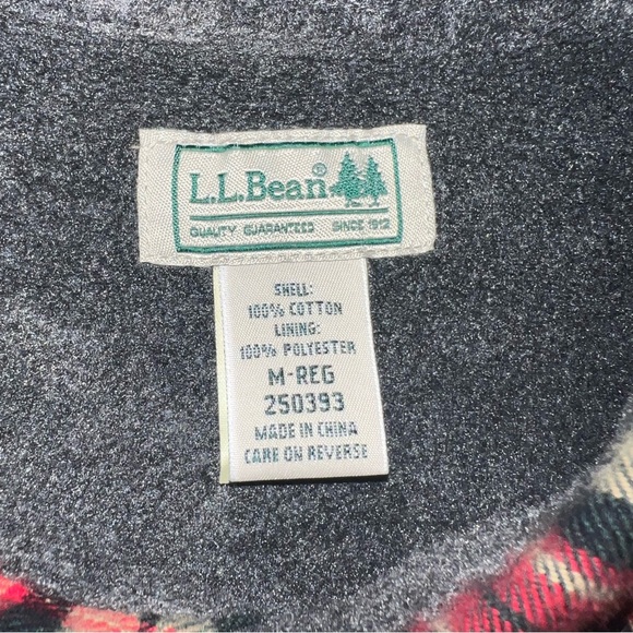 L.L. Bean Men's Fleece-Lined Flannel Shirt Size Medium Regular Green Plaid - Picture 5 of 6